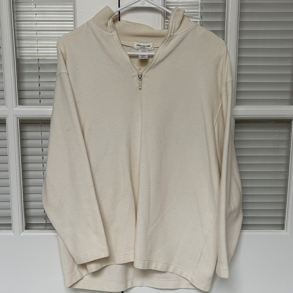 Jones New York Men's Off-White Zip-Up Sweater